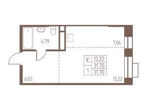 Студия квартира, строящийся дом, 32м2, 5/24 этаж