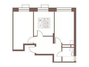 2-к квартира, вторичка, 53м2, 18/24 этаж