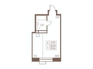 Студия квартира, строящийся дом, 31м2, 14/24 этаж
