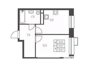 1-к квартира, вторичка, 36м2, 17/20 этаж
