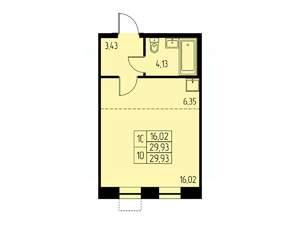 Студия квартира, вторичка, 30м2, 22/23 этаж