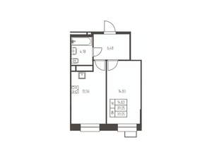 1-к квартира, строящийся дом, 39м2, 7/25 этаж