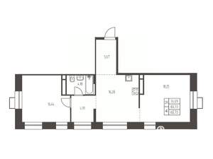 2-к квартира, строящийся дом, 66м2, 4/12 этаж