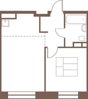 2-к квартира, строящийся дом, 40м2, 8/16 этаж