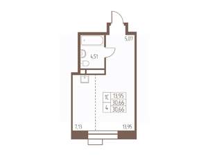Студия квартира, вторичка, 31м2, 23/24 этаж