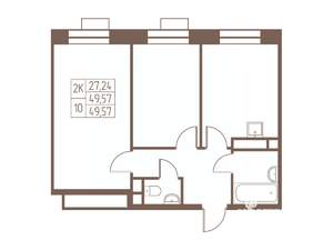 2-к квартира, вторичка, 50м2, 19/24 этаж