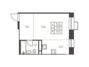 Студия квартира, строящийся дом, 32м2, 10/12 этаж