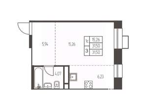 Студия квартира, вторичка, 32м2, 6/12 этаж