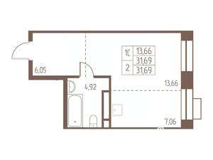 Студия квартира, вторичка, 32м2, 14/24 этаж