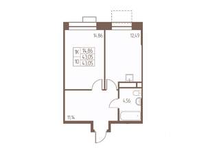 1-к квартира, строящийся дом, 43м2, 3/24 этаж