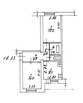 2-к квартира, вторичка, 48м2, 1/5 этаж