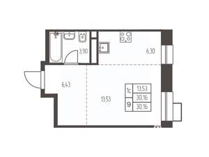 Студия квартира, вторичка, 30м2, 5/20 этаж