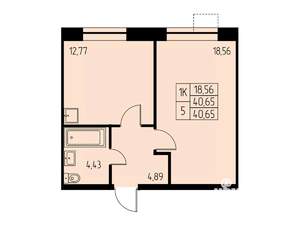 1-к квартира, вторичка, 41м2, 18/23 этаж