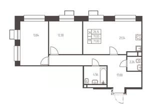 2-к квартира, вторичка, 71м2, 11/25 этаж