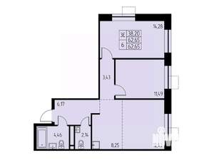 3-к квартира, вторичка, 63м2, 13/23 этаж