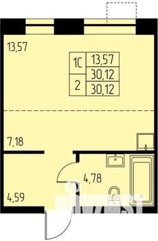 Студия квартира, вторичка, 30м2, 21/23 этаж