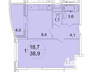 1-к квартира, вторичка, 38м2, 8/18 этаж