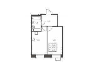 1-к квартира, строящийся дом, 39м2, 6/25 этаж