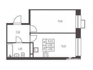 1-к квартира, вторичка, 42м2, 9/20 этаж