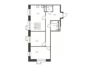 2-к квартира, строящийся дом, 71м2, 22/25 этаж
