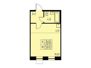 Студия квартира, строящийся дом, 30м2, 9/23 этаж