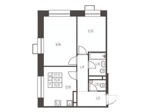 2-к квартира, вторичка, 55м2, 12/20 этаж