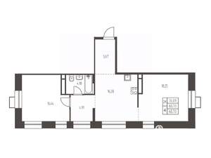 2-к квартира, строящийся дом, 66м2, 5/12 этаж