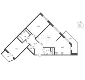 3-к квартира, вторичка, 91м2, 12/14 этаж
