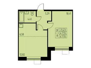2-к квартира, строящийся дом, 48м2, 6/23 этаж
