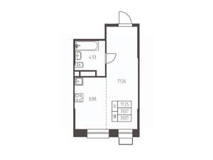 Студия квартира, строящийся дом, 31м2, 23/25 этаж