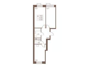 2-к квартира, строящийся дом, 61м2, 16/24 этаж