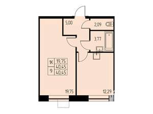 1-к квартира, вторичка, 43м2, 5/23 этаж